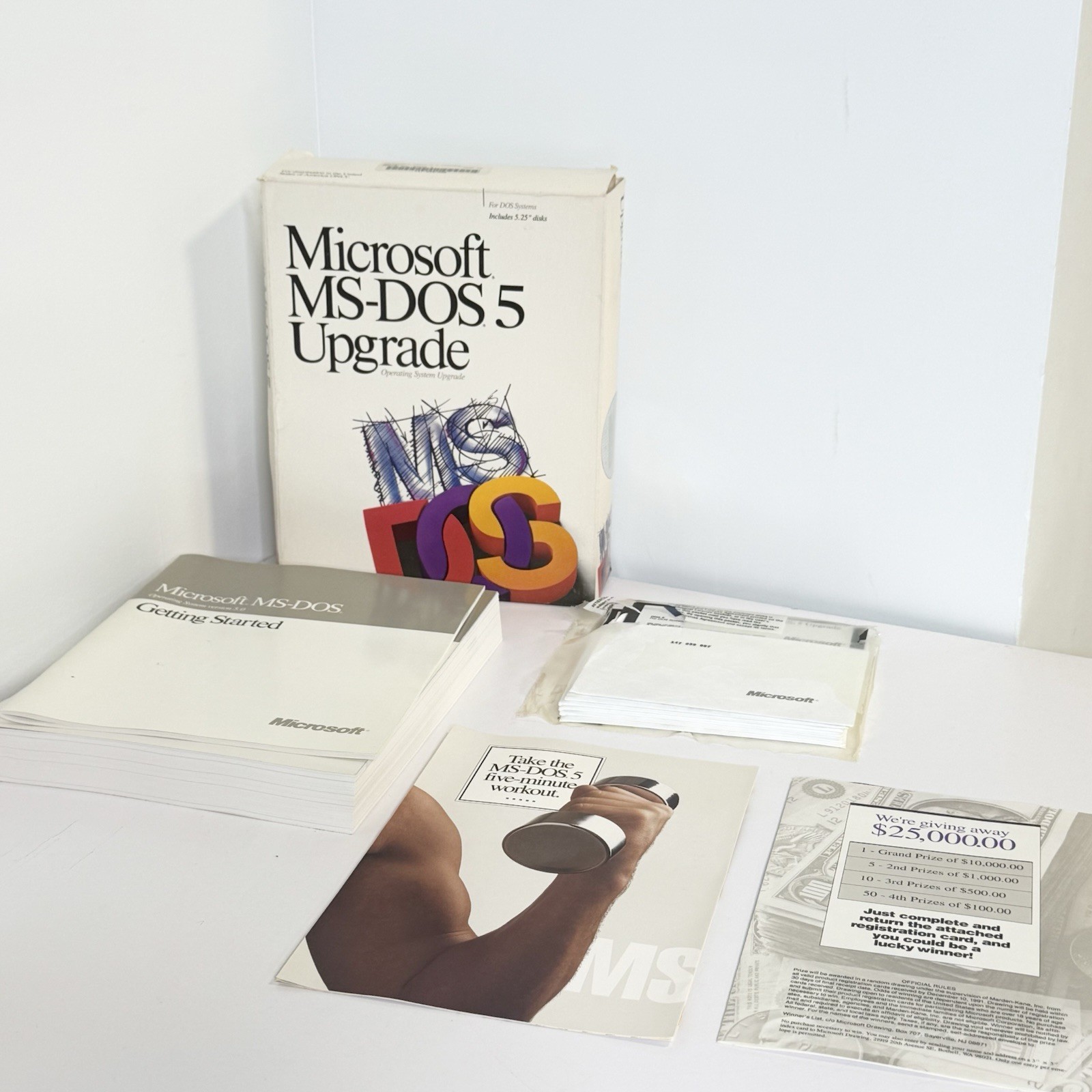 Microsoft MS-DOS 5 Operating System Upgrade 5.25″ Disks & Manuals Vintage 1991