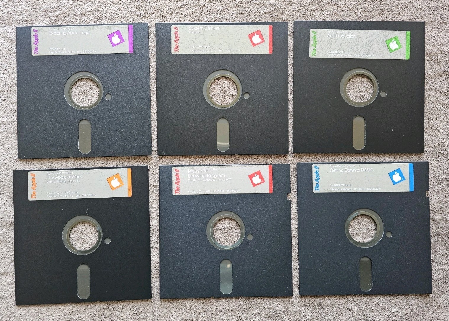 Apple IIc System Utilitites MousePaint &More ~ Set of 6 1984 Floppy 5.25″ Disks