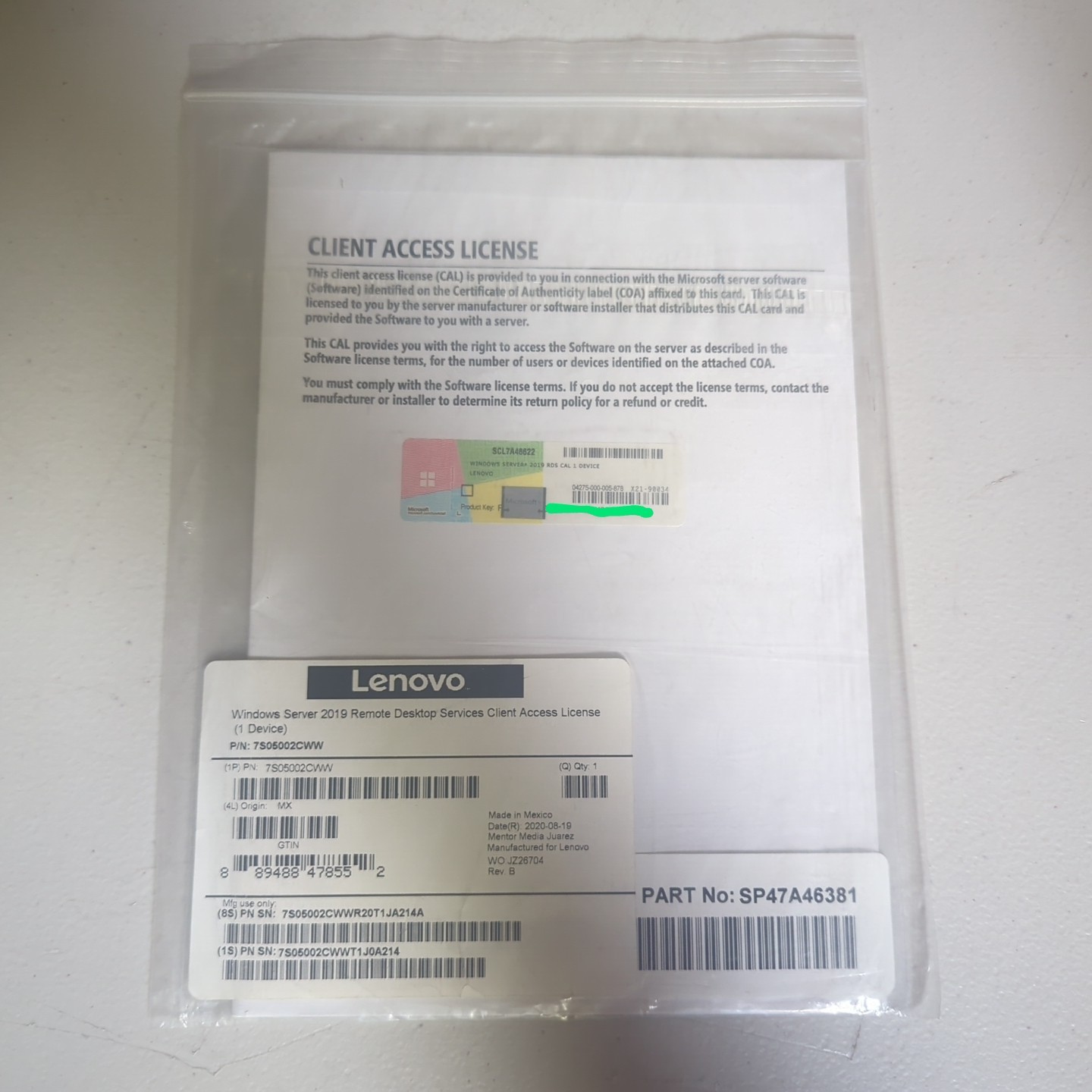 Lenovo Windows Server 2019 Remote Desktop Services CAL (1 Device) 7S05002CWW