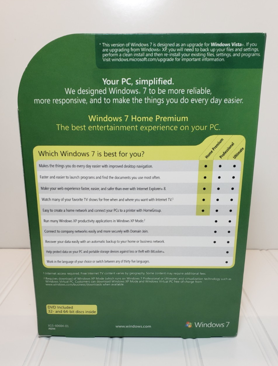 Microsoft Windows 7 Home Premium Upgrade — 2 DVD Set for 32- and 64-bit