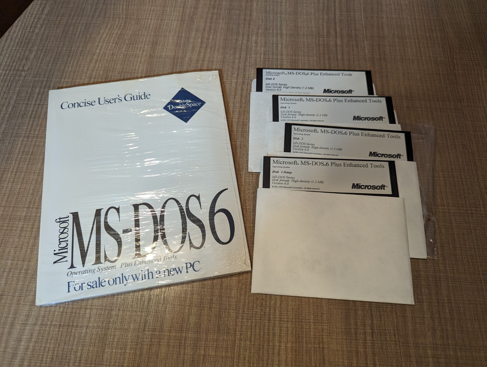 Microsoft MS-DOS 6 Plus Enhanced Tools and Double Space 4 x 5.25″ Floppy Version