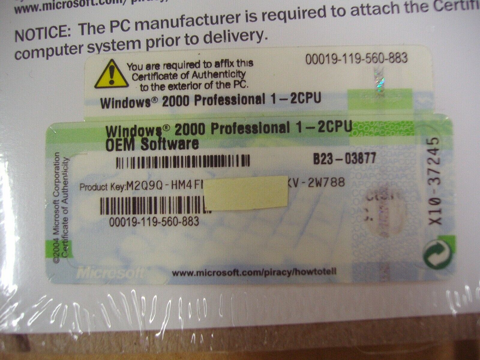 MICROSOFT WINDOWS 2000 PROFESSIONAL WITH SP4 FULL OPERATING SYSTEM MS WIN PRO