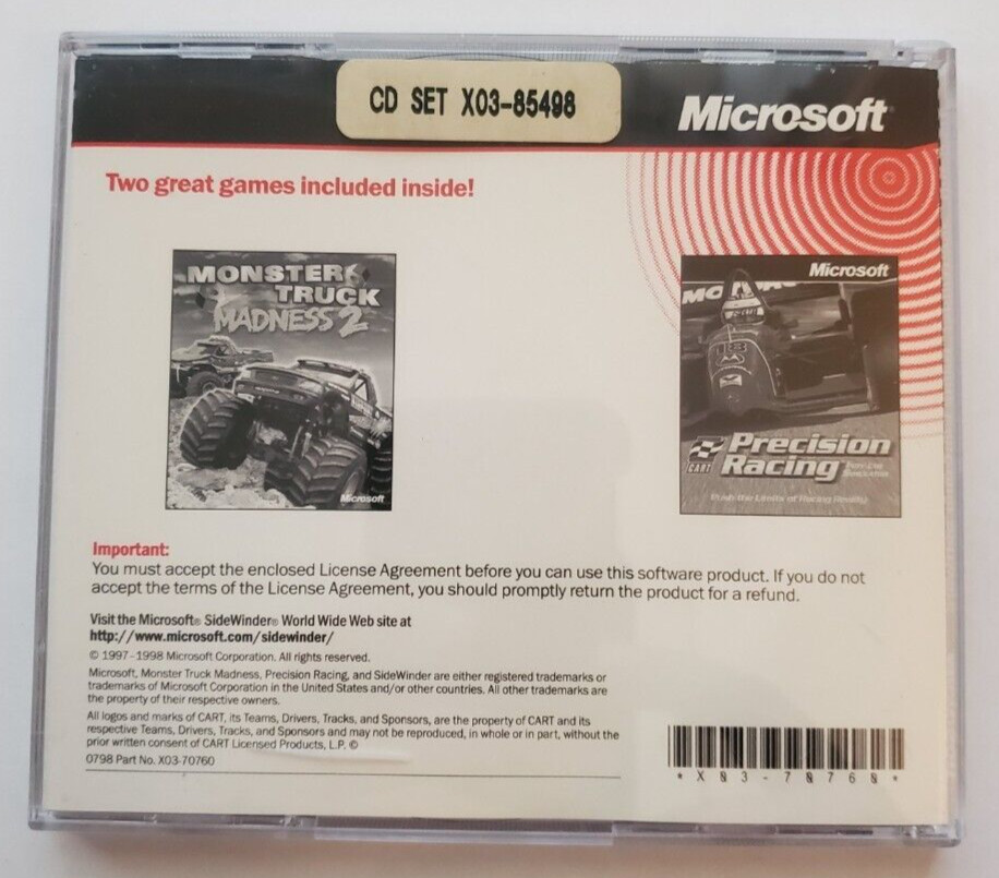 Side Winder Force Feedback Getting Started Microsoft Windows 98, 2 Games