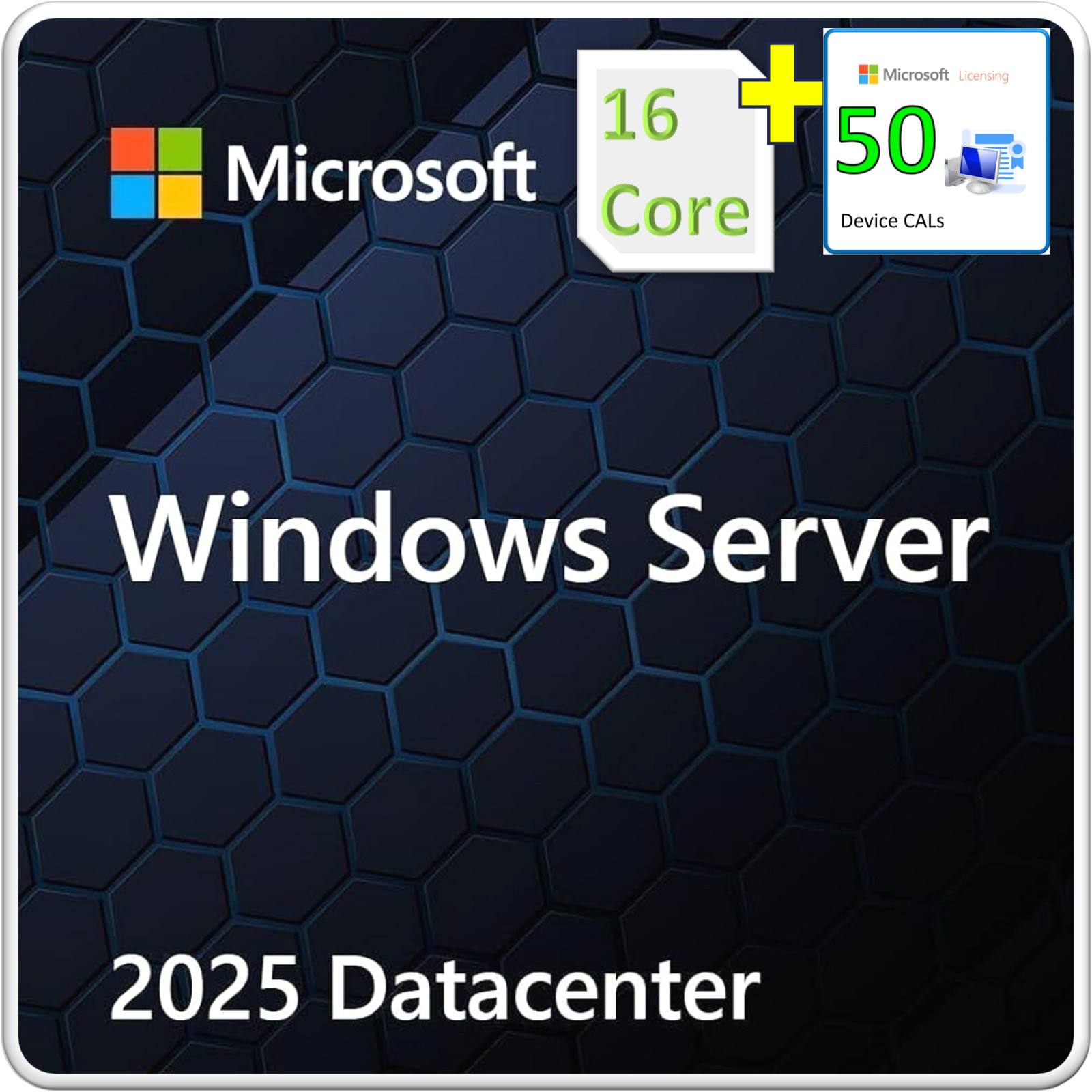 Windows Server 2025 Datacenter Edition – 16 Core License w/ 50 Device CALs
