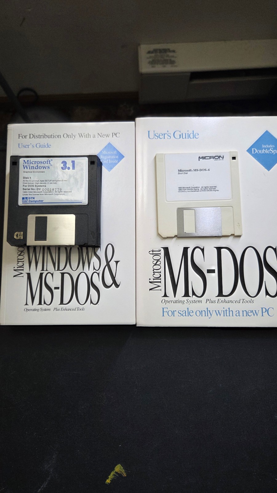 windows 3.1 floppy. DOS 6 boot disk and manuals
