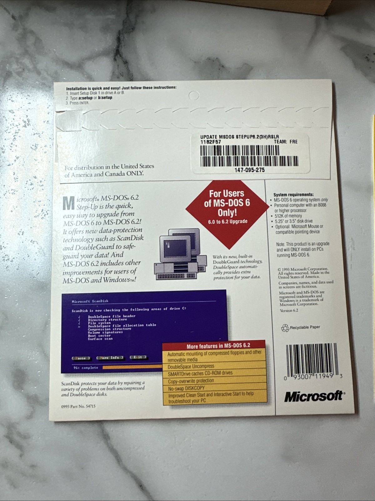 Vintage Microsoft MS-DOS 6.0 Upgrade Operating System 3.5″ Disc