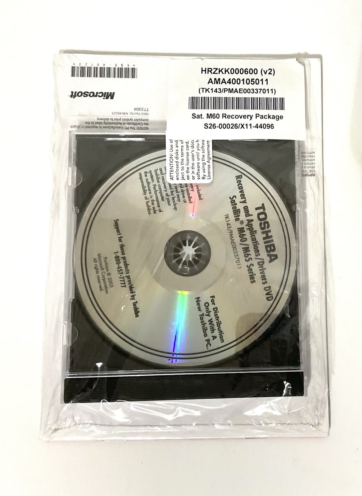 Toshiba Satellite M60/M65 Series Resource Guide + Recovery & Applications DVD