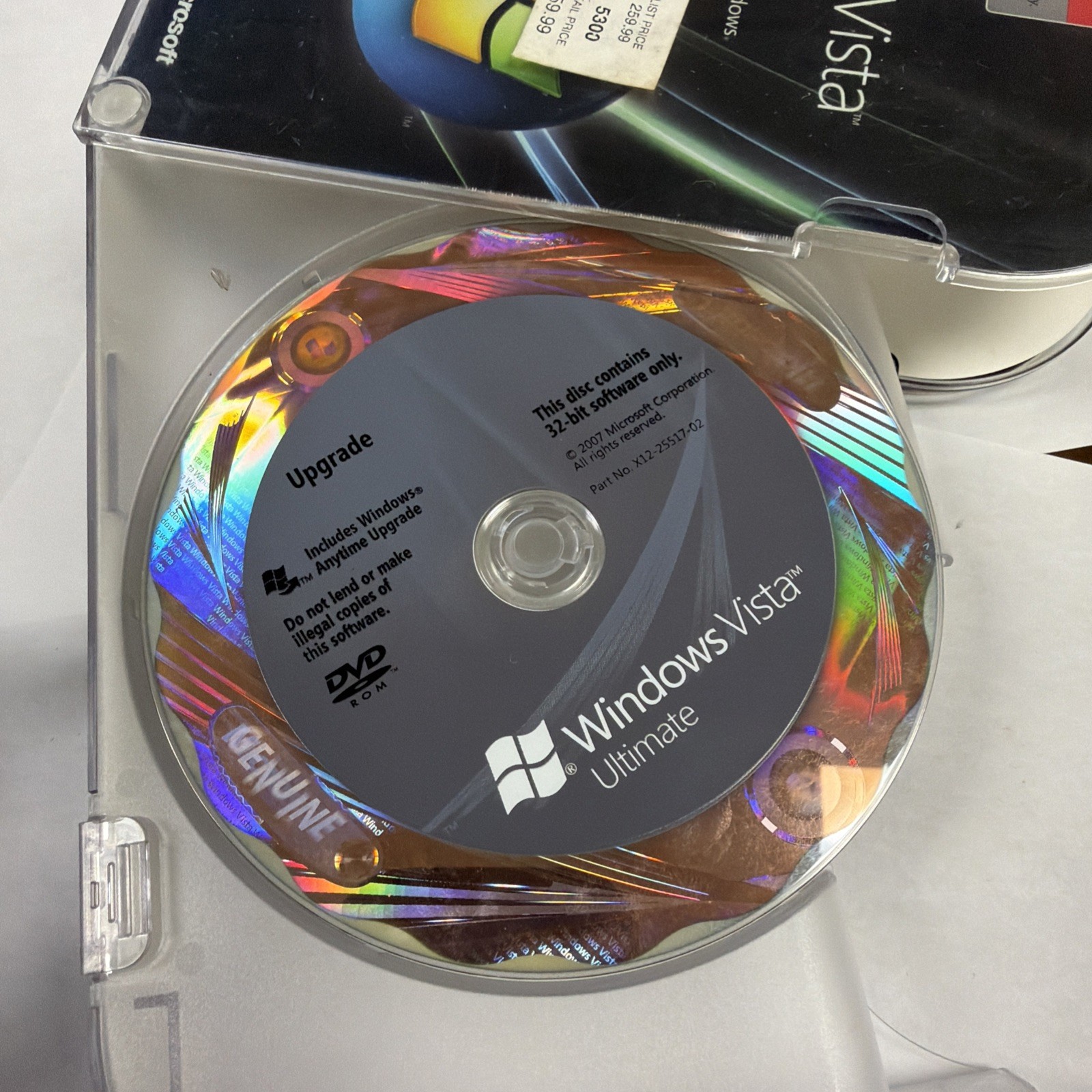 Microsoft Windows Vista Ultimate 32/64-Bit 2 Disc Set w/ Key & Book