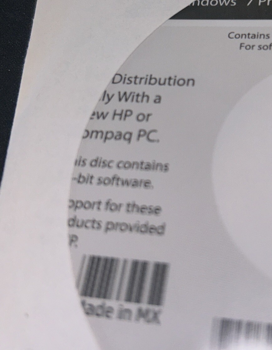 HP Microsoft Windows 7 Professional SP1 64-bit Reinstallation DVD No Key