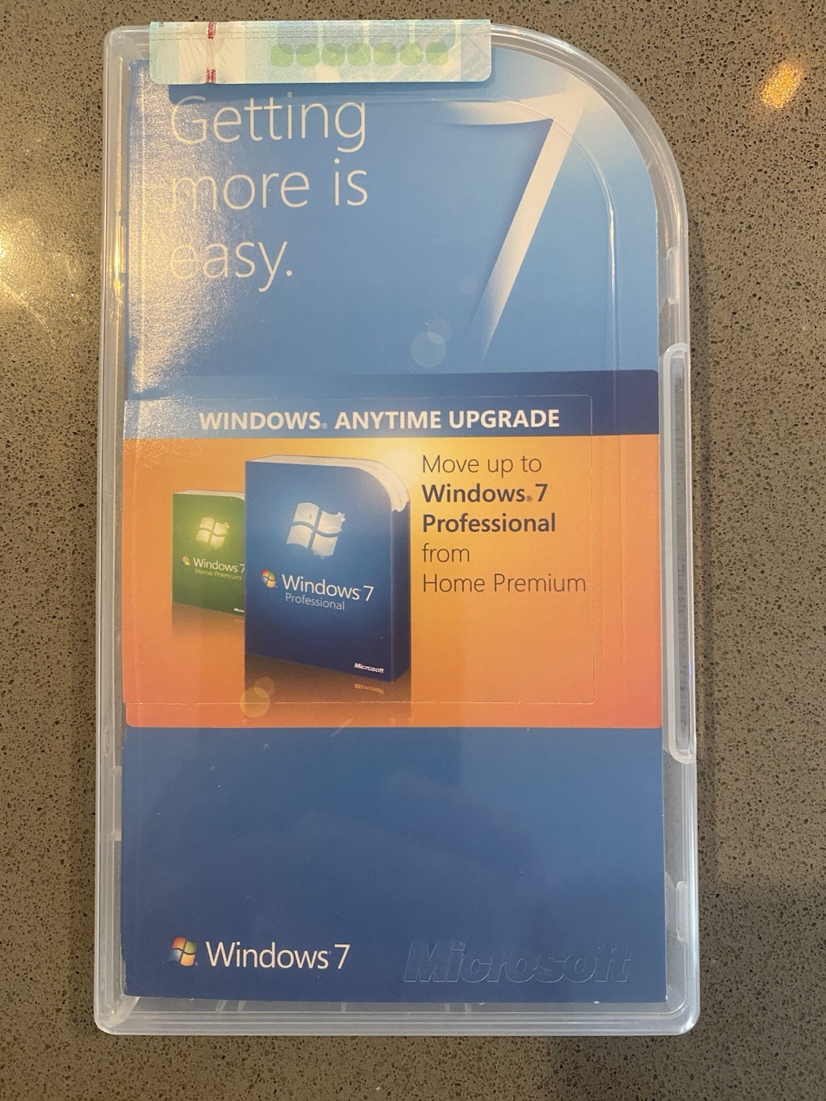 MICROSOFT WINDOWS 7 HOME PREMIUM TO PROFESSIONAL ANYTIME UPGRADE PC NEW SEALED