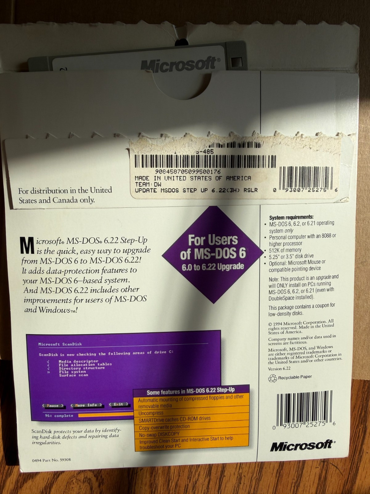 Microsoft MS-DOS 6 & 6.22 Upgrade 5.25 Disks Big Box Complete Vintage IBM PC DOS