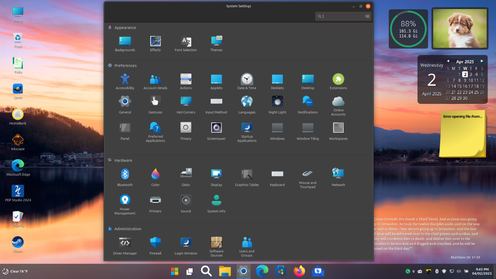 Linux Mint 22.1 Preloaded on 2.5″ 500GB Hard Drive w/ Windows 11 theme #5