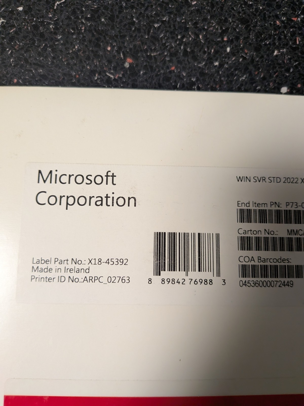 Microsoft Windows Server 2022 Standard Base License with media and key 16 Core