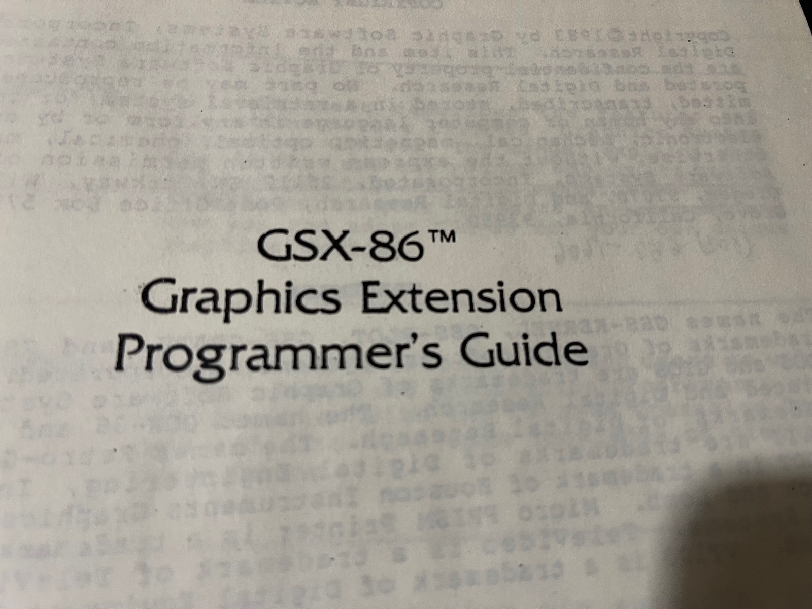 GSX-86 Grapics Ext Programmers Guide NEC APC RARE VINTAGE by Digital Research