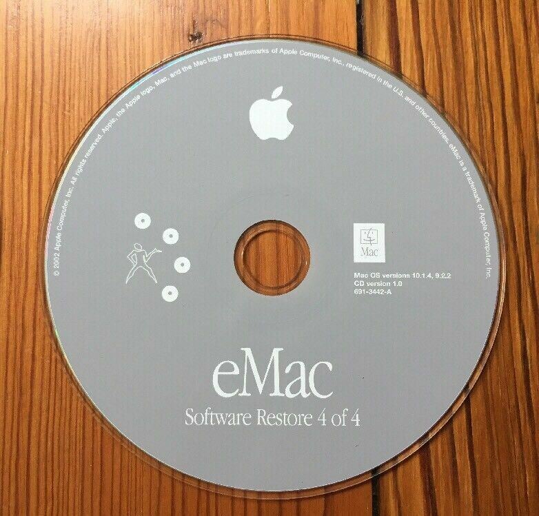2002 Macintosh eMac System Software Restore Puma Mac OS 10.1.4 9.2.2 CD Discs
