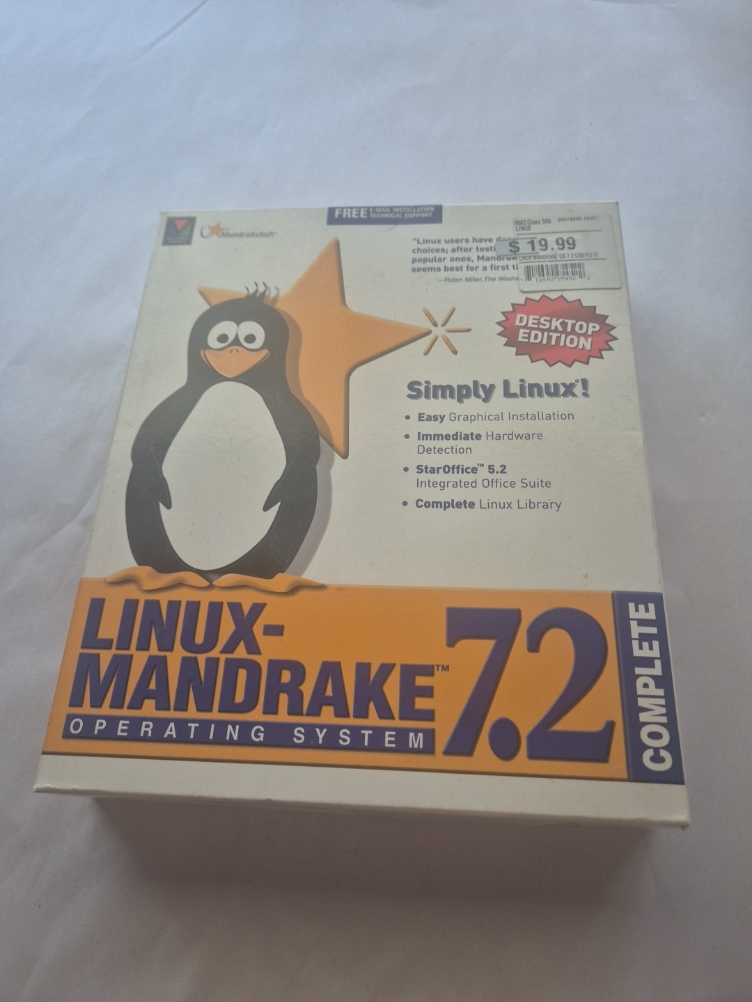 Linux Mandrake 7.2 Deluxe 2001 Operating System Software Big Box 7 CD’S Manuals