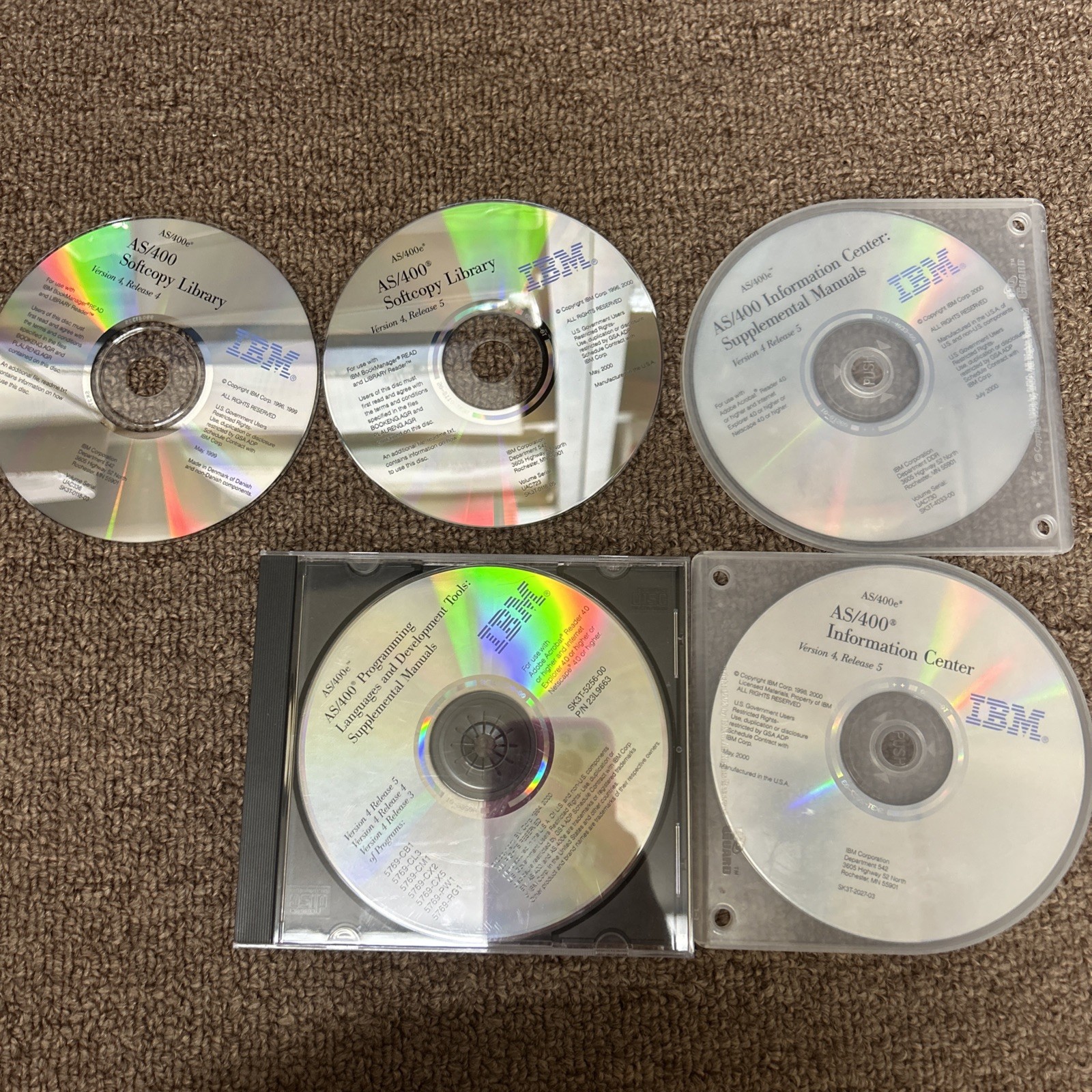 Lot Of 5 IBM As400 Information Center, Softcopy Library, Programming Lang CDs