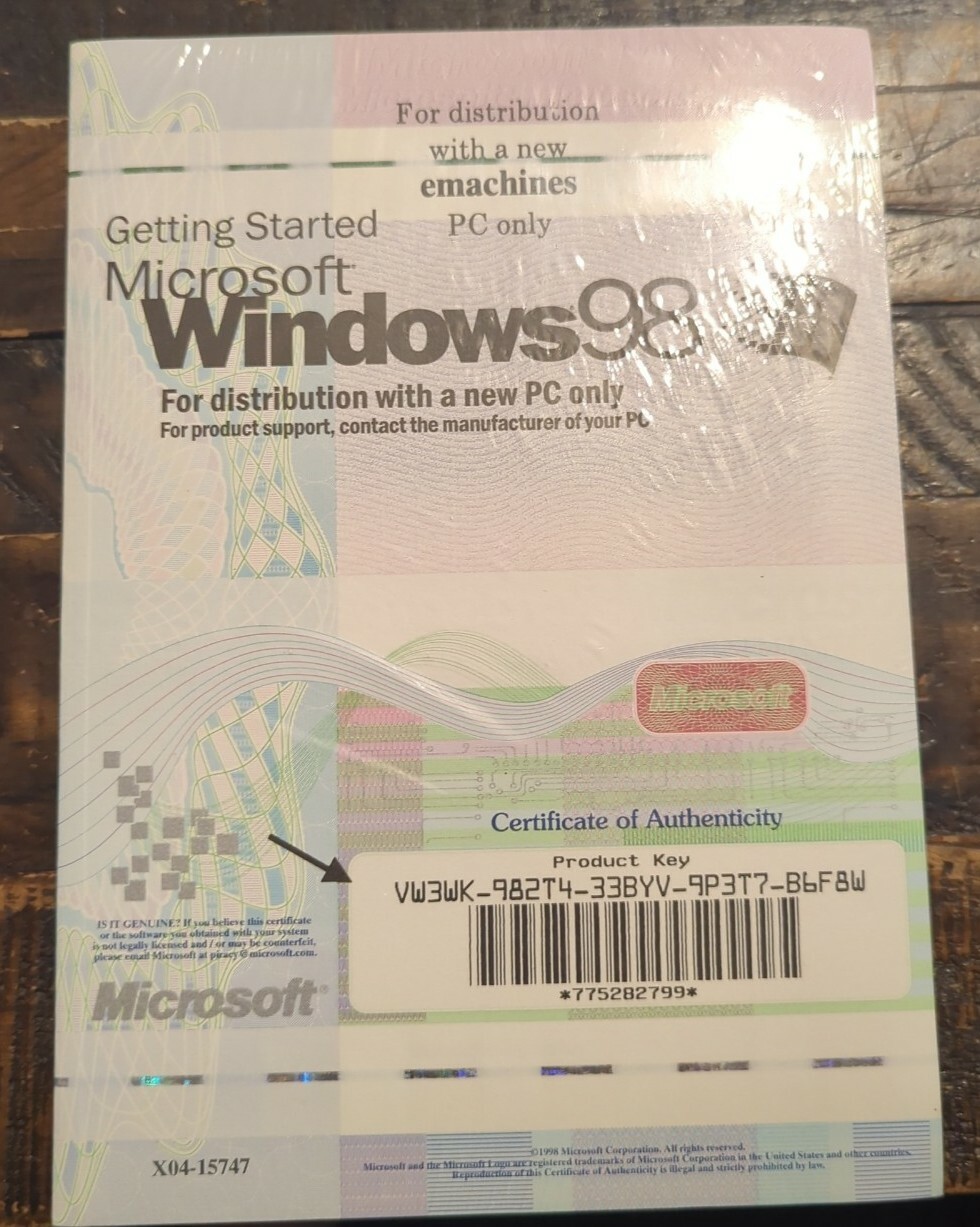 Genuine OEM Sony PC Getting Started Microsoft Windows 98 w/ COA – NEW/SEALED
