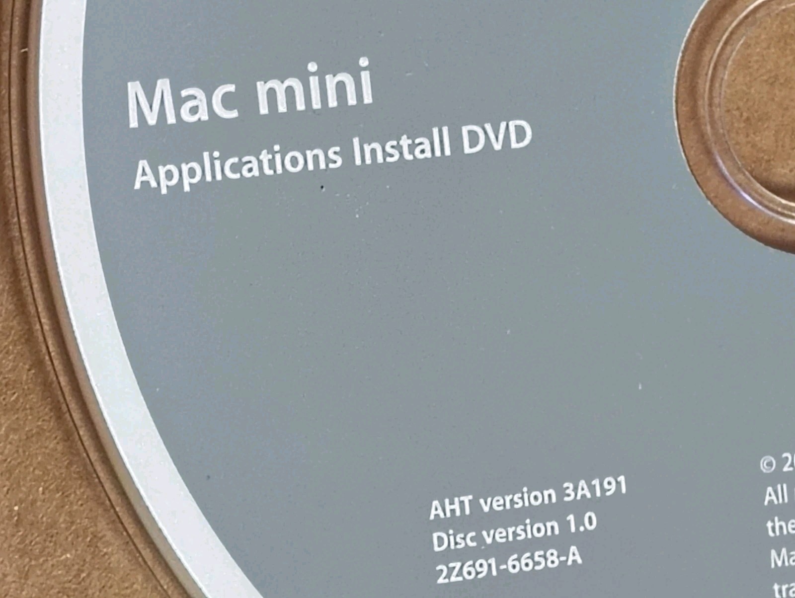 Mac Mini OS X Install & Applications DVDs, 2010 2Z691-6657-A, 2Z691-6658-A