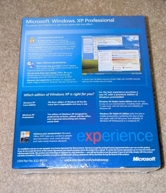Microsoft Windows XP Professional Upgrade SEALED RETAIL BOX Service pack 2 SP2
