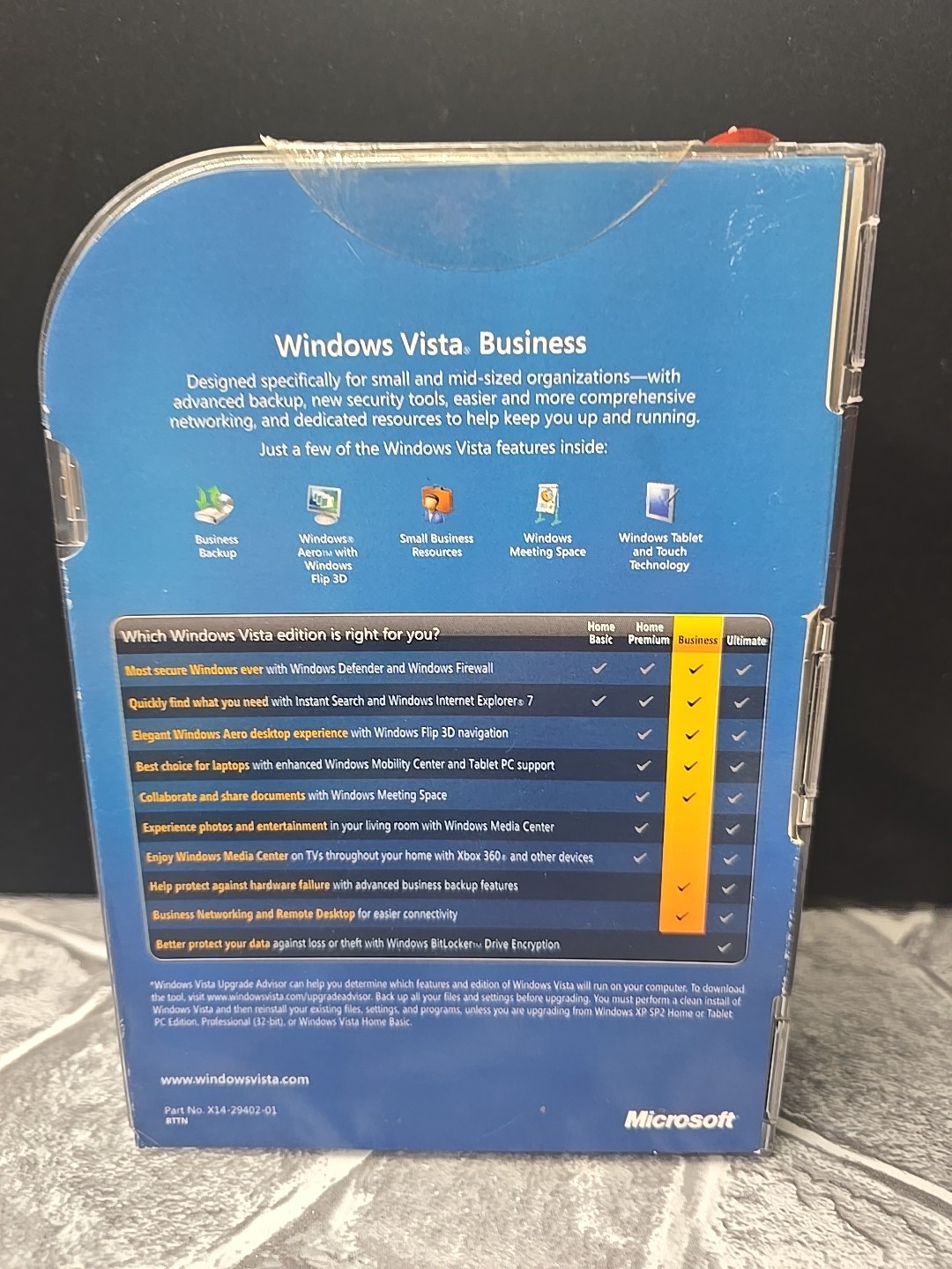 Microsoft Windows Vista Business SP1 DVD w/ Product Key Complete Retail