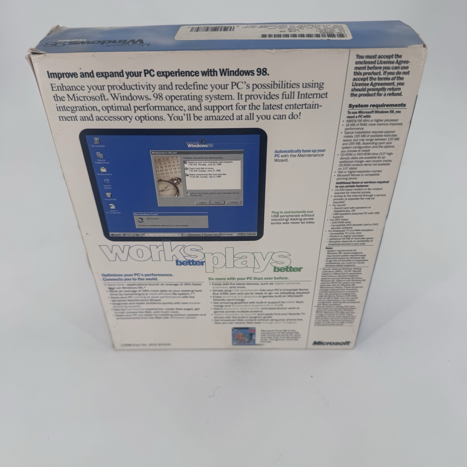 Microsoft Windows 98 Upgrade Big Box: CD, Key Code, Book, Ad Inserts Vintage