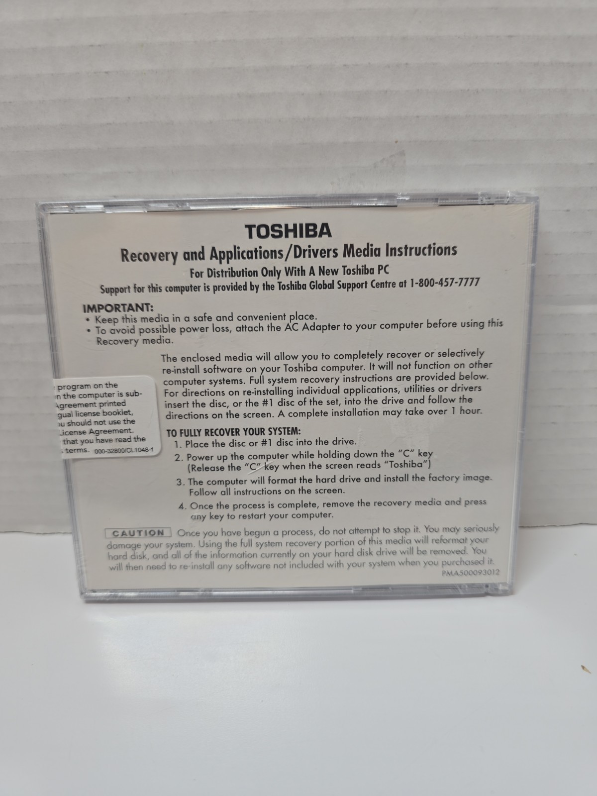 Toshiba OEM Factory Recovery Applications/Drivers DVD Satellite A130/A135 Series
