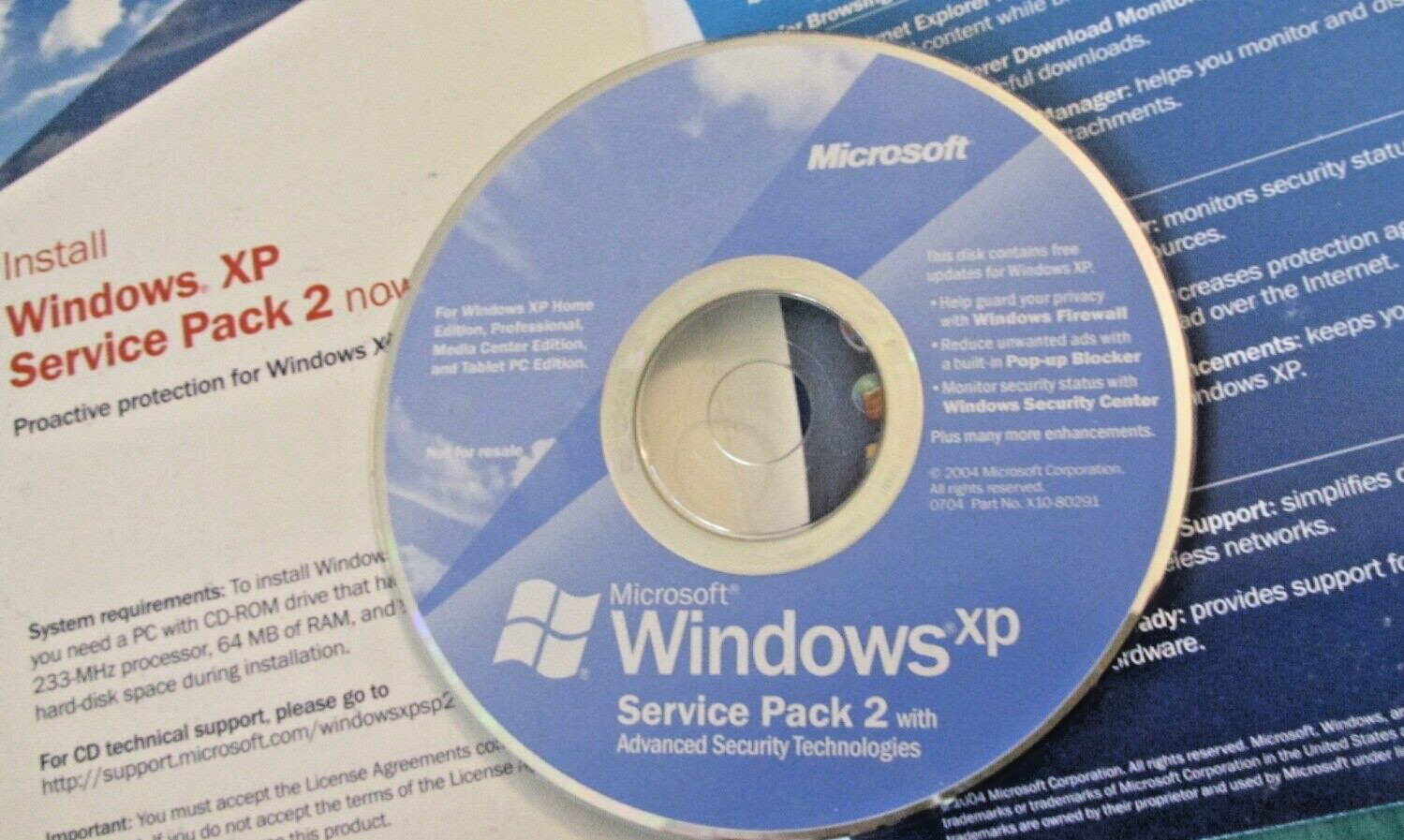 MICROSOFT WINDOWS XP – SERVICE PACK 2 – NO Product Key – EUC!