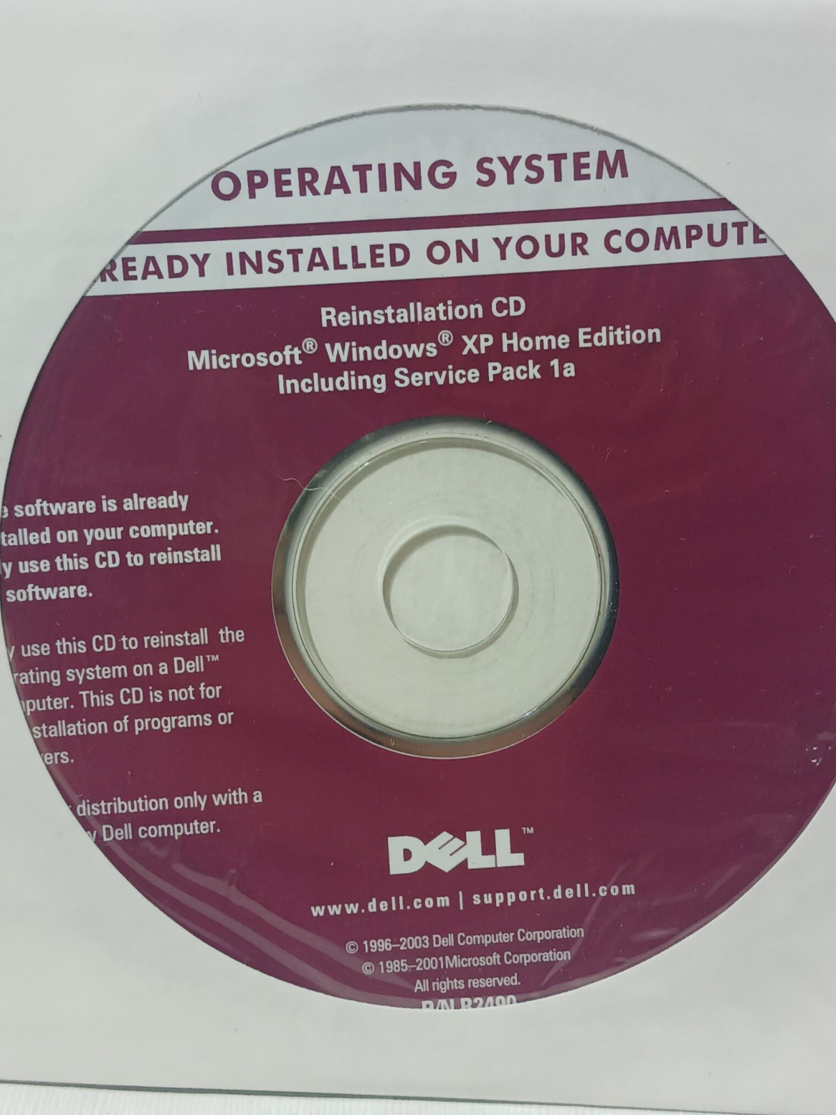Microsoft Windows XP Home Edition- Dell Reinstallation CD R2490 Factory Sealed