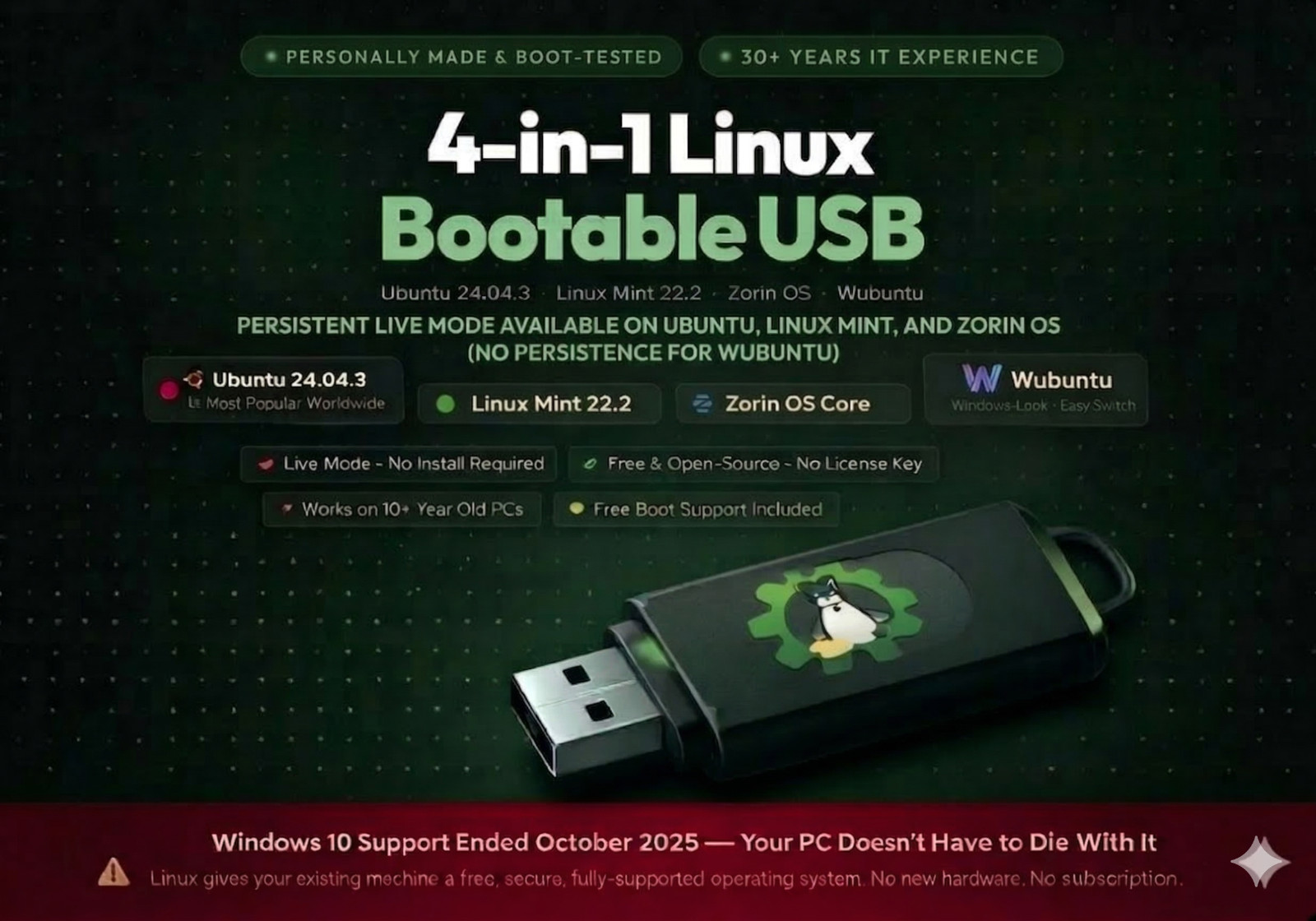 Linux Bootable USB | Fix Windows 10 End of Support | Ubuntu Mint Zorin Wubuntu