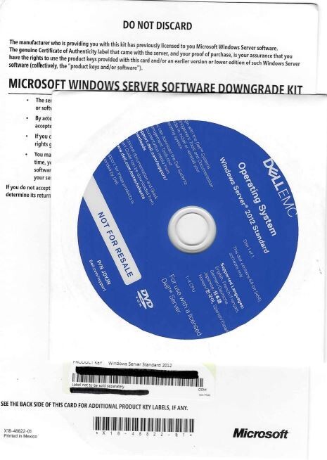 Dell/Microsoft Windows Server 2012 Standard N/A Downgrade Edition / DC37W