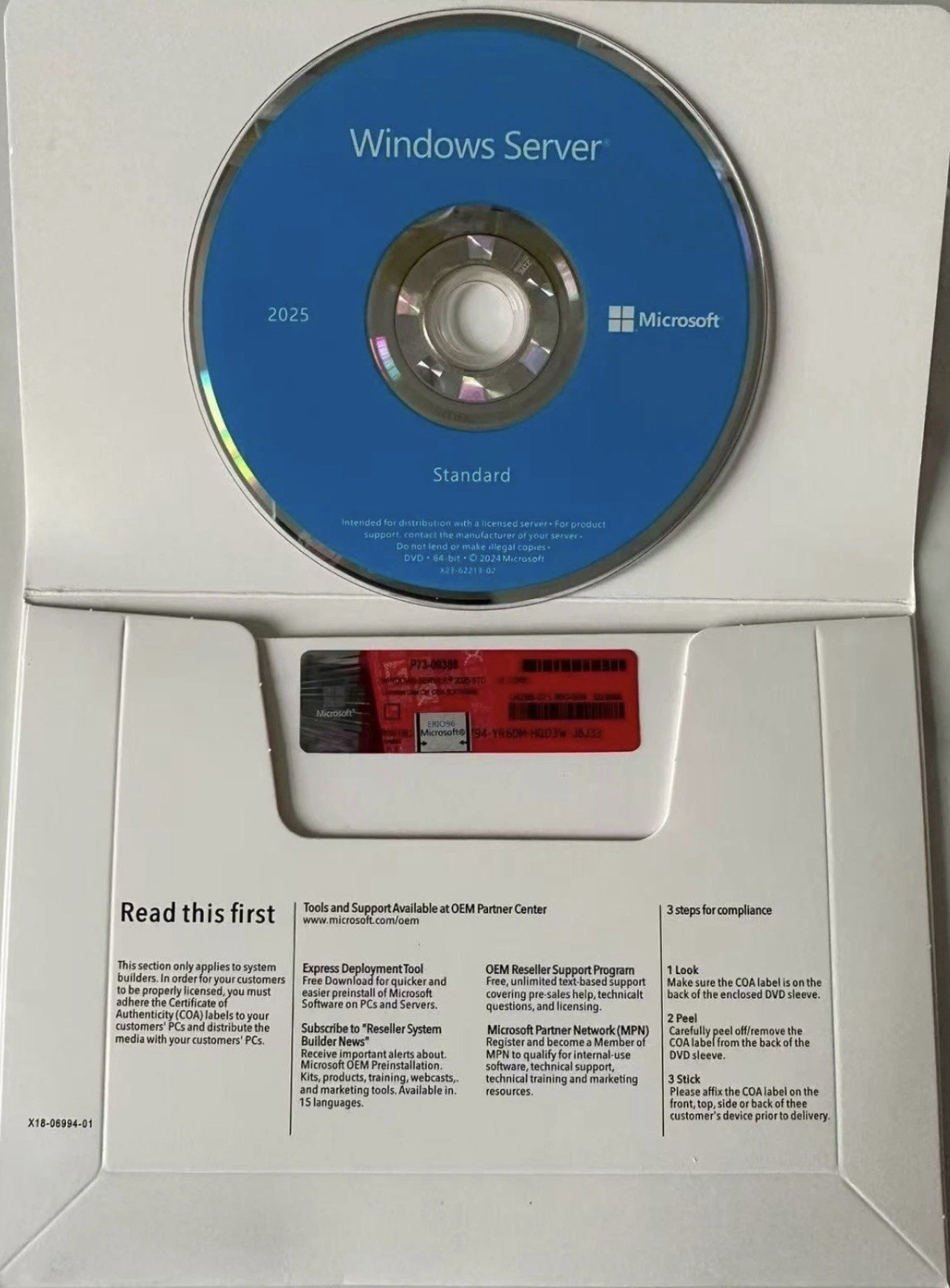 Windows Server 2025 Standard 64Bit 16 Core DVD Media Installation With Key