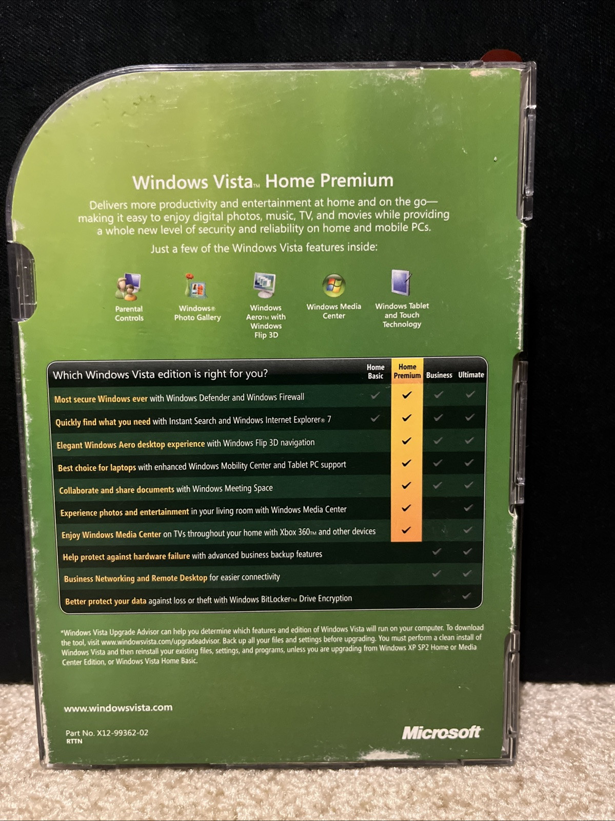 Microsoft Windows VISTA Home Premium UPGRADE DVD Software w/ Product Key