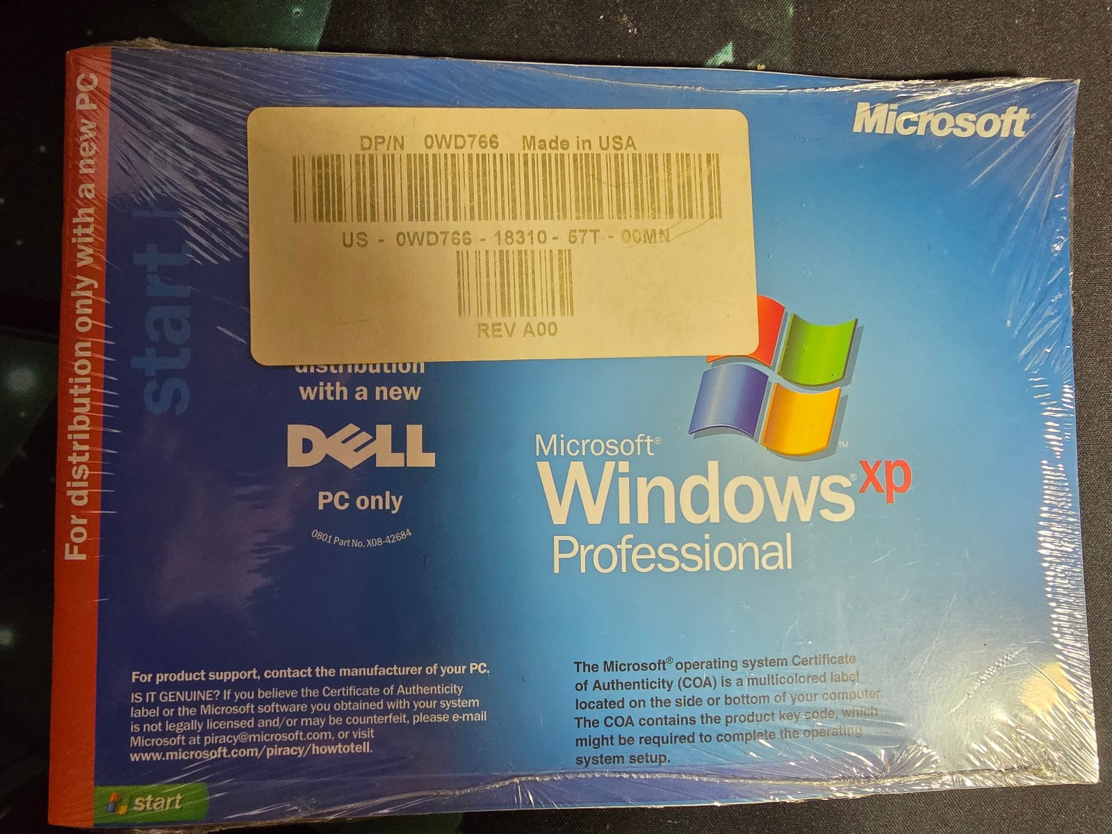 NEW Sealed Dell Windows XP Professional SP2 Reinstallation CD Disk Pack 0WD766