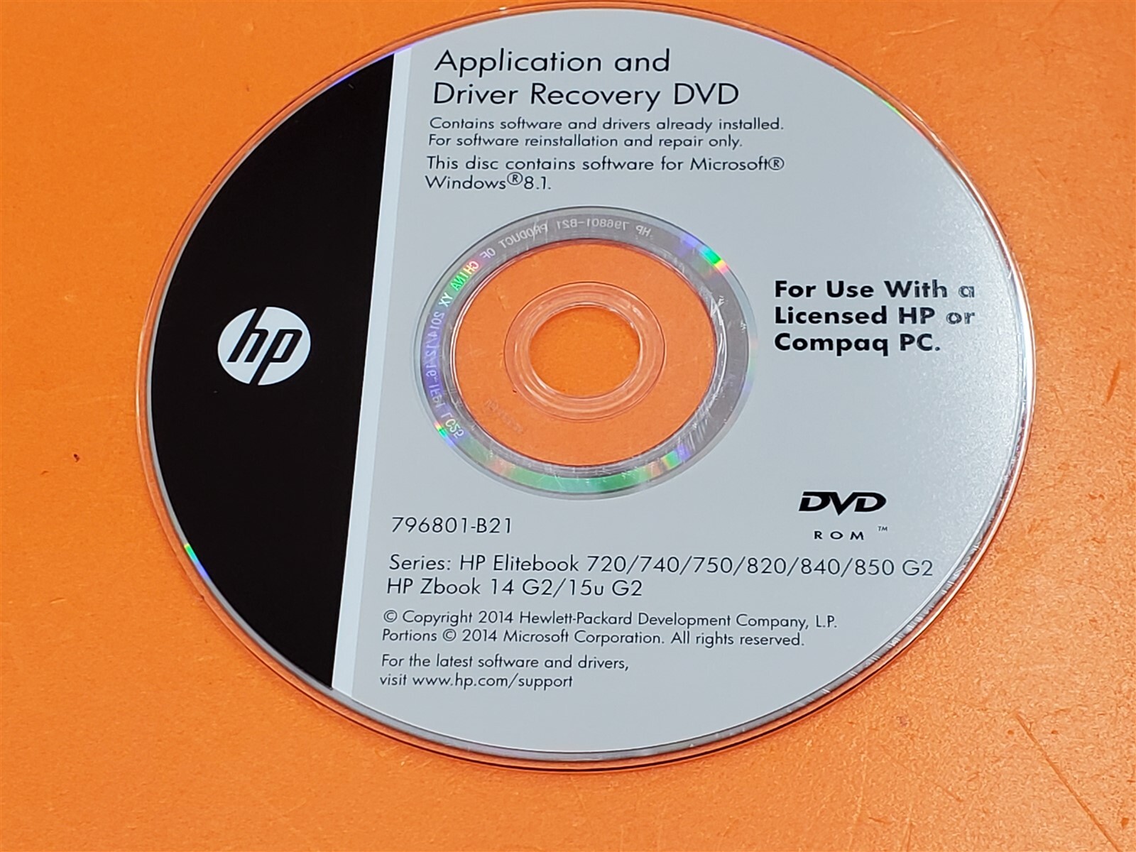 ⭐️⭐️⭐️⭐️⭐️HP Application And Driver Recovery DVD Windows 8.1 796801-B21 DiscOnly