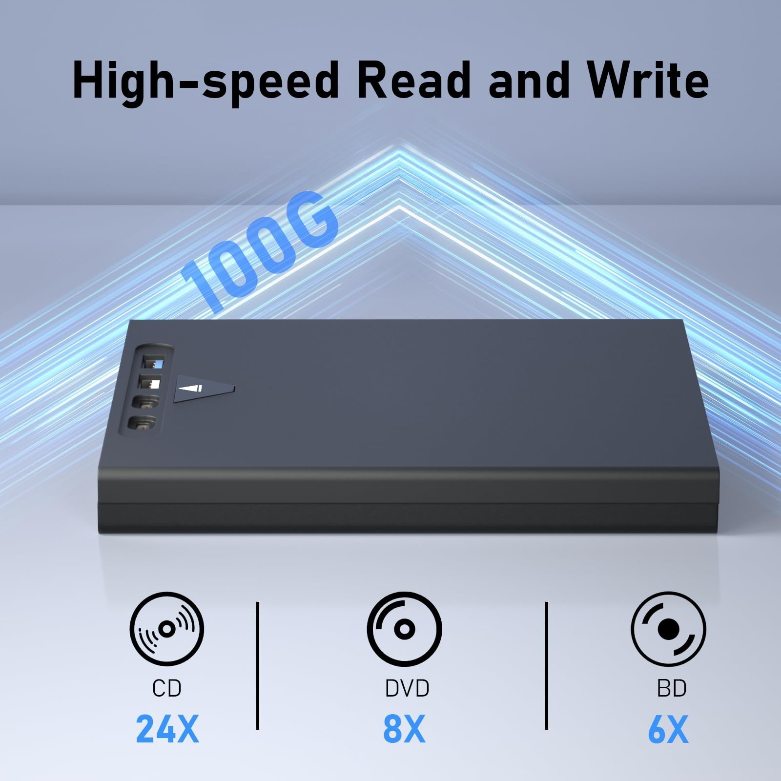 External Blu Ray Drive for Laptop, 7 in 1 Support 100G Disc Read/Write Bluray…