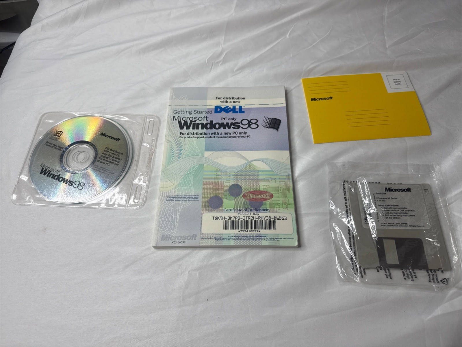 Microsoft Windows 98 Getting Started Booklet W/ Used Key w/ CD & Boot disk
