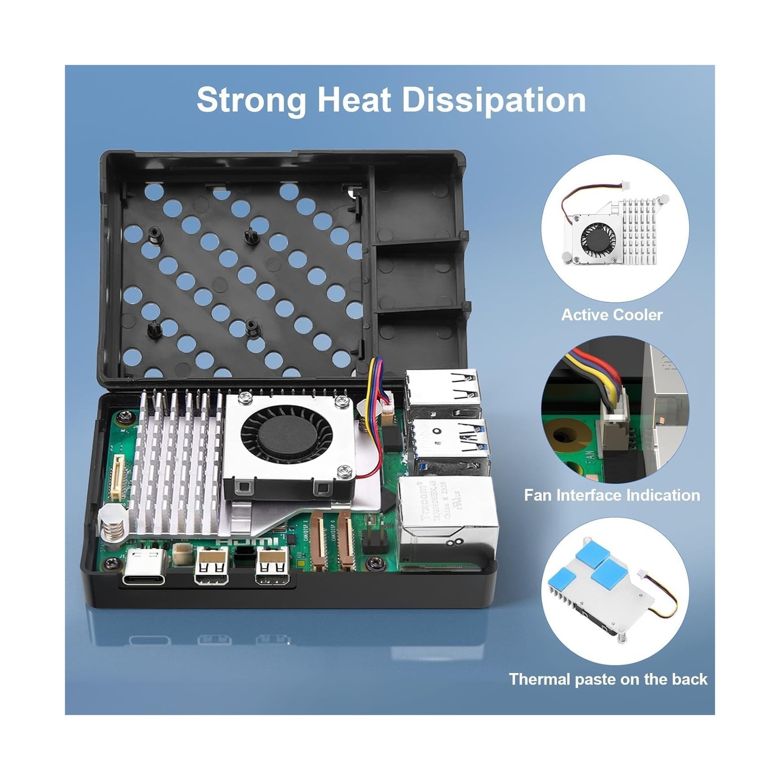 RasTech Raspberry Pi 5 16GB Kit 64GB Edition with Active Cooler,GaN 27W 5.1V5…