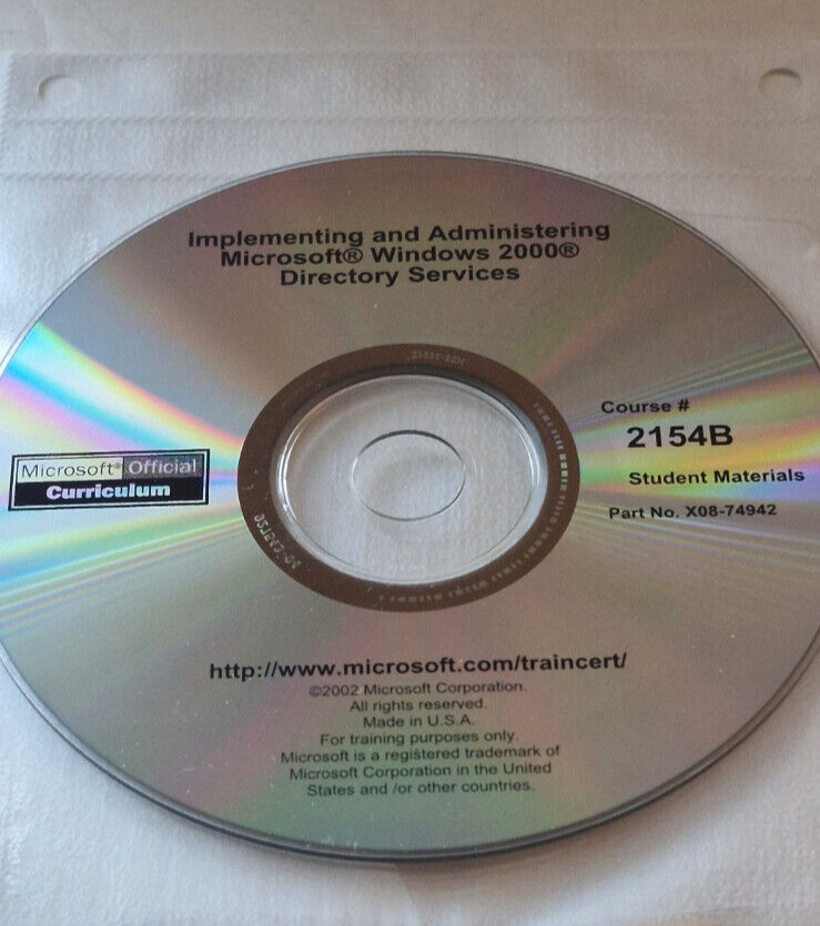 2 CDs Implementing Microsoft Windows 2000 directory Services Course 2154B