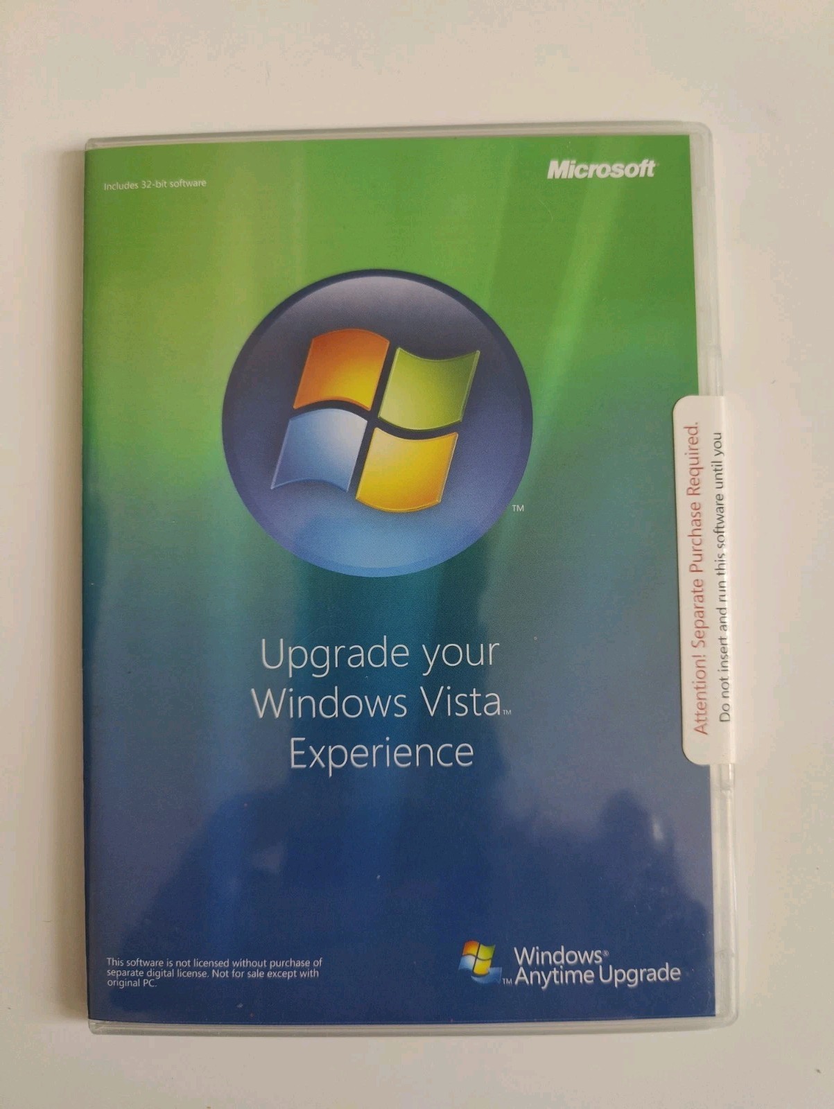 Microsoft Windows Vista Anytime Upgrade Disc And Case – 32 Bit SEALED