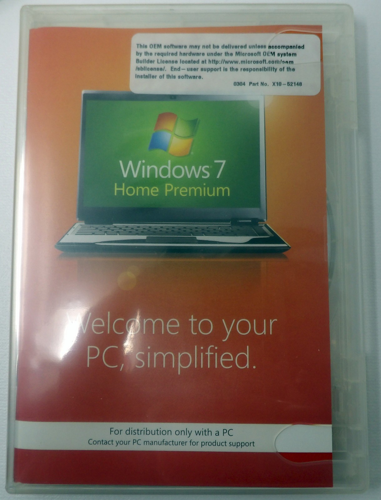 Microsoft Windows 7 Home Premium SP1 64-bit OEM Software Disc & COA Key