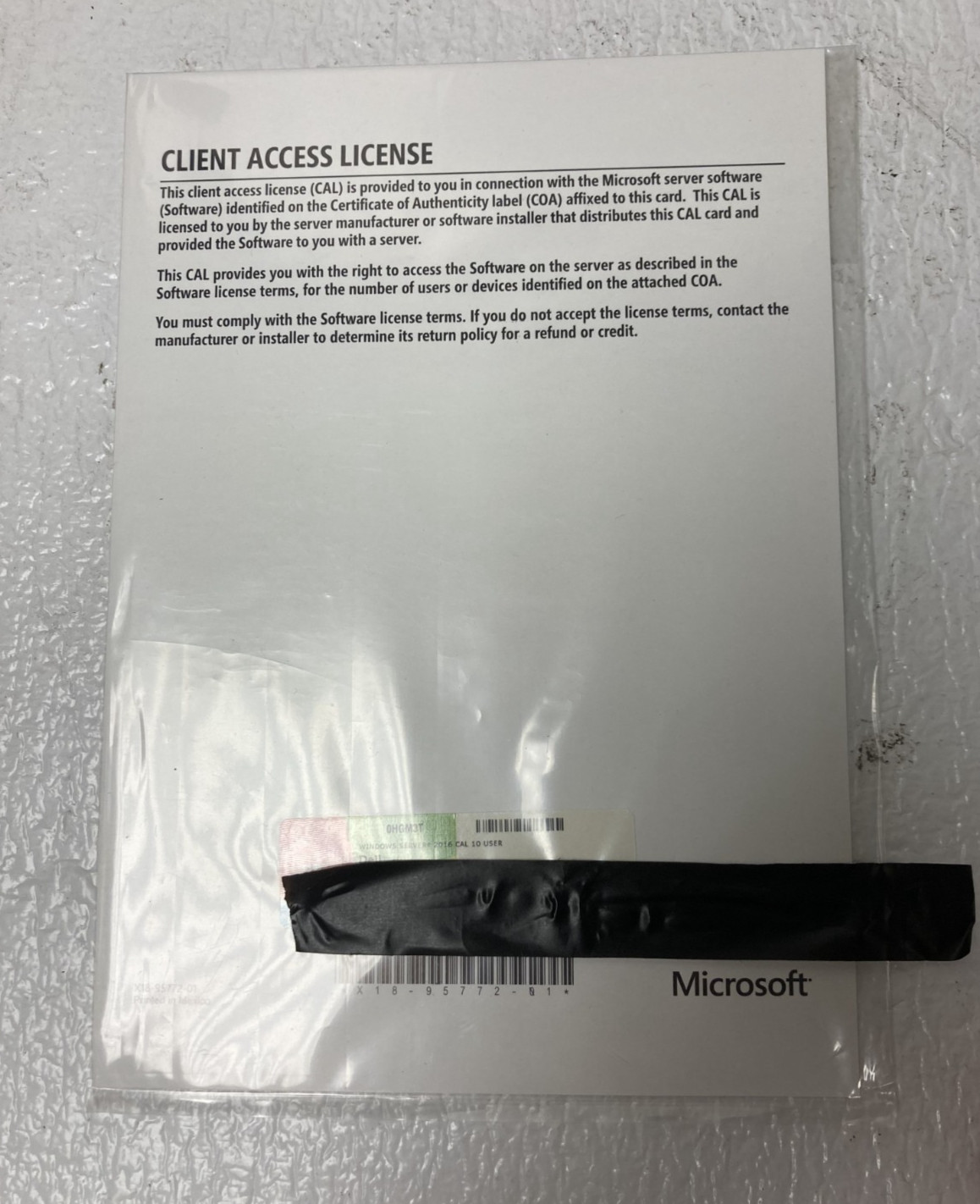 Microsoft Windows Server 2016 CAL 10 User Client Access Licenses Dell P/N 0HGM3T