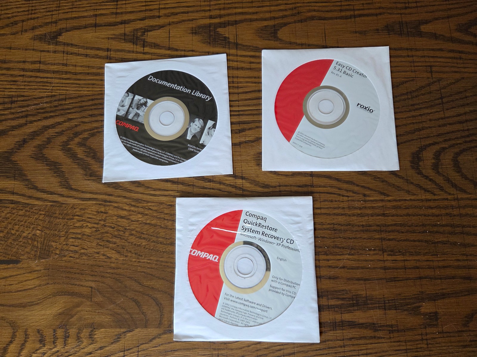 Compaq QuickRestore System Recovery CD’s 3 Disc Set MS Windows XP Professional