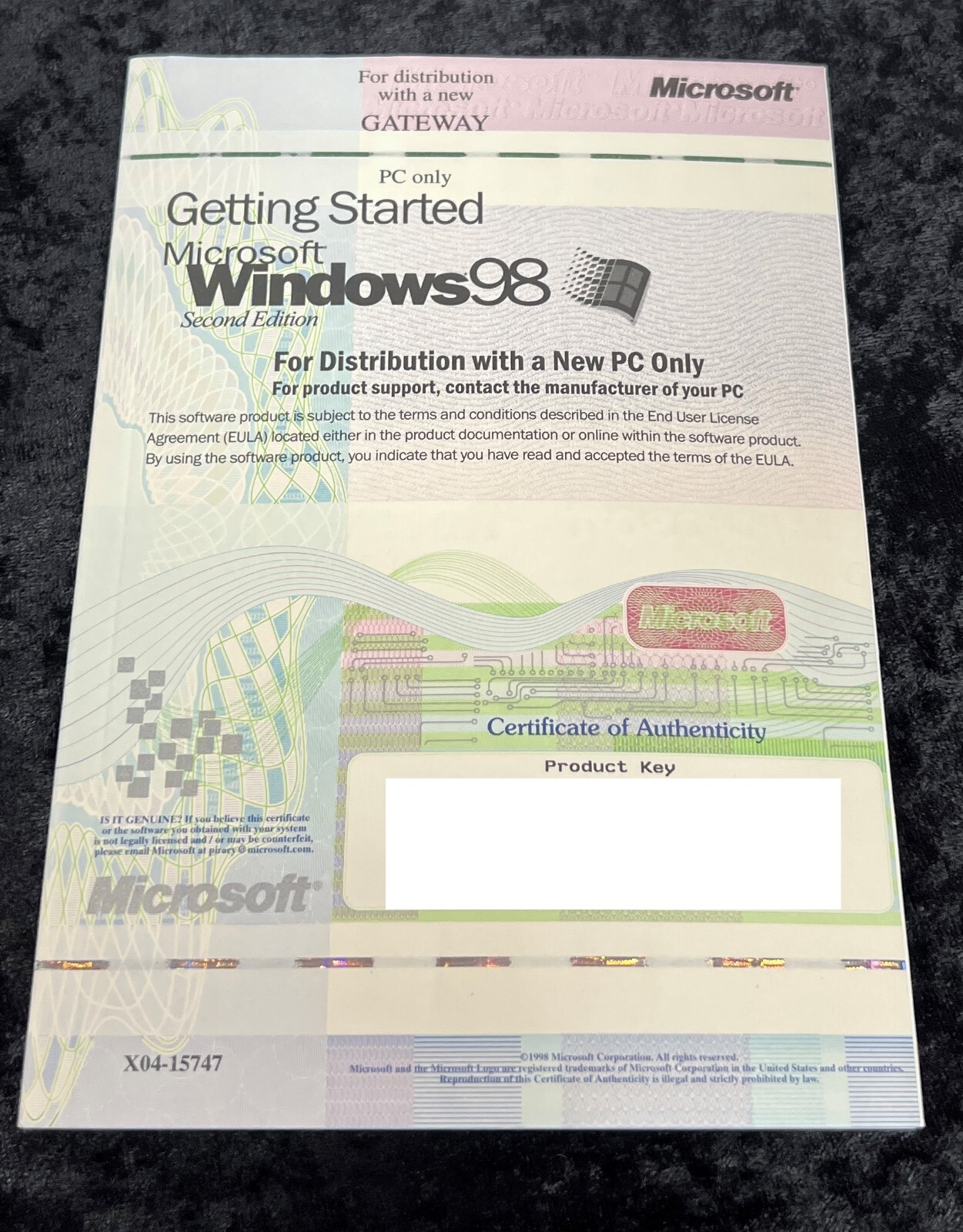 Microsoft Windows 98 Second Edition Manual With Product Key – No CD