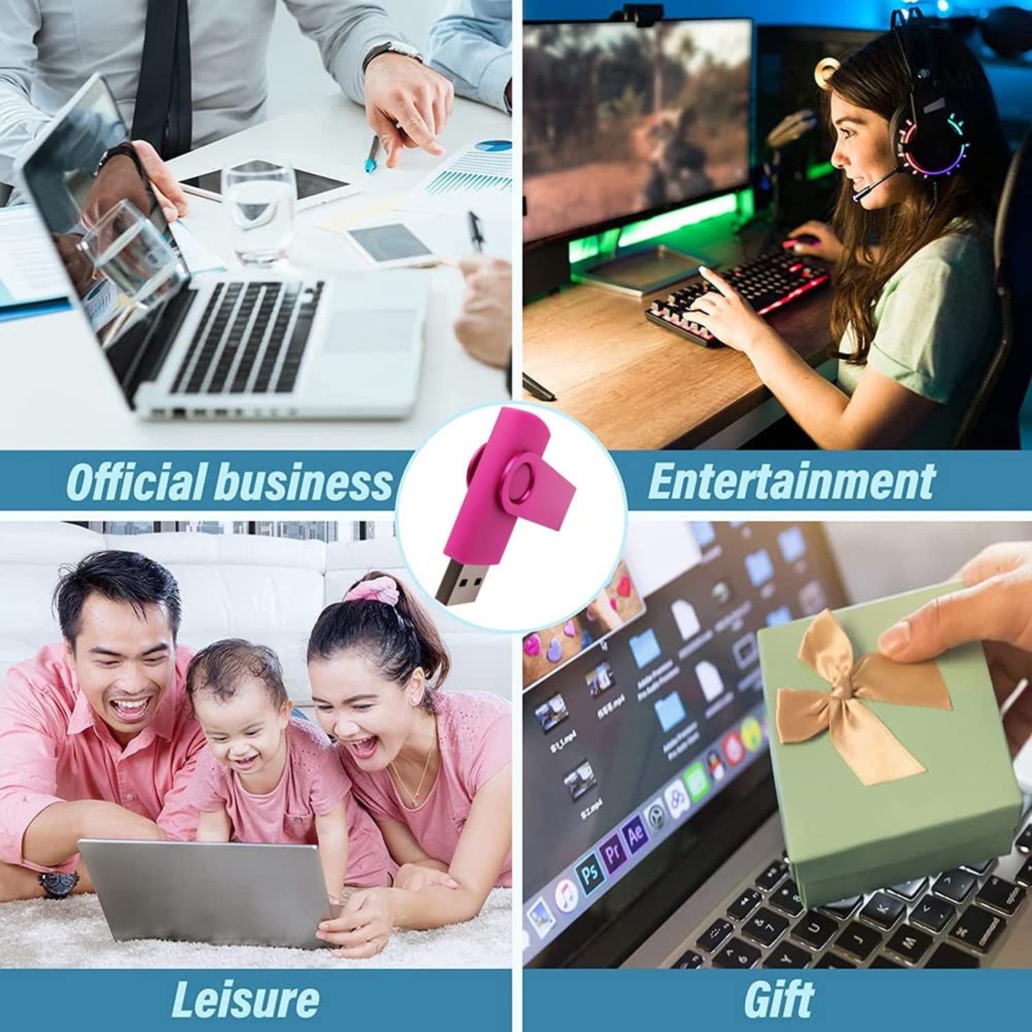 32GB USB Flash Drives Memory Sticks Thumb Drive with OTG & Type-C/USB C Adapt…