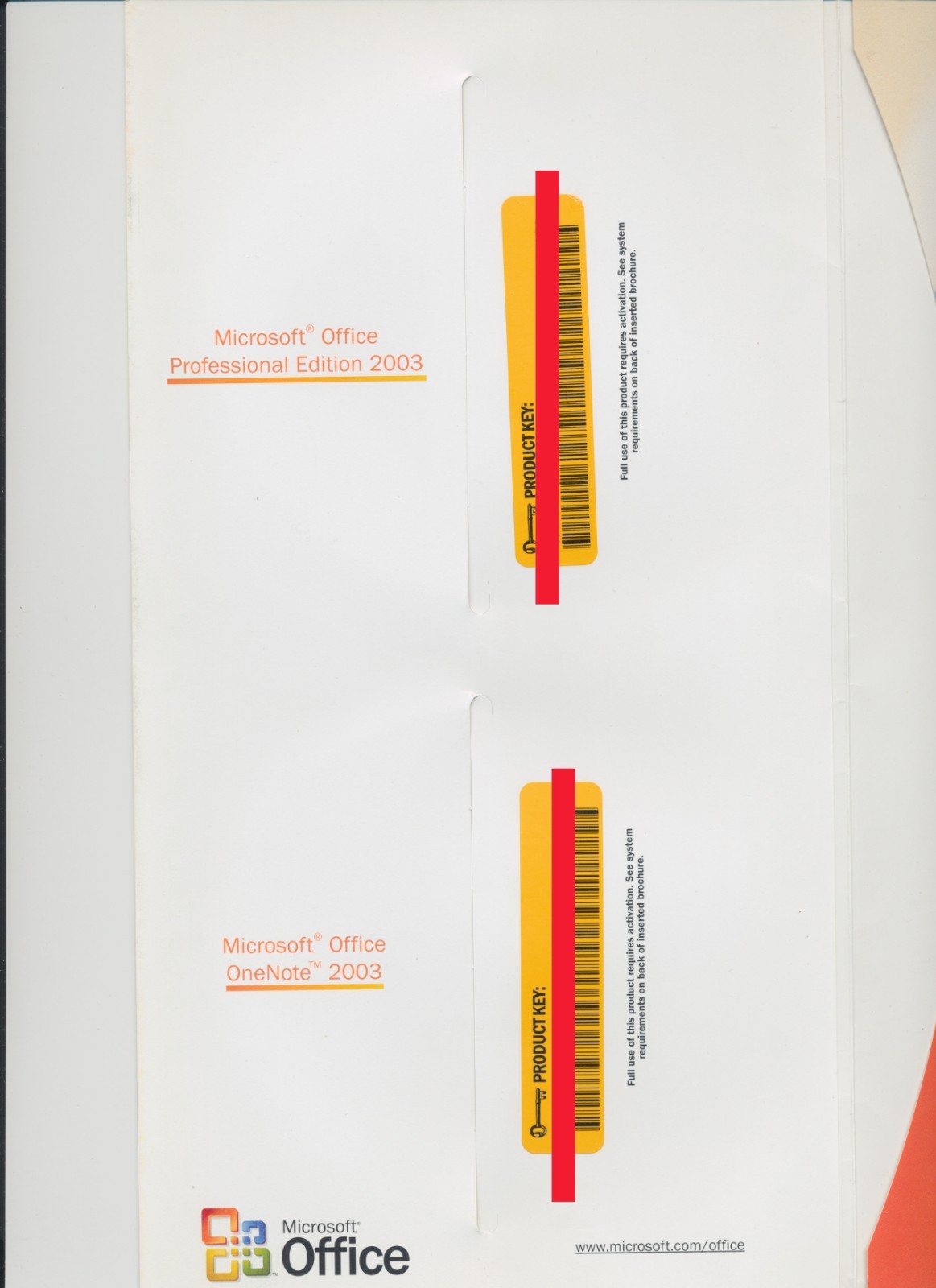 Microsoft Office Pro 2003 + MS OneNote 2003 – Early Release – 2 x CDR w/folder