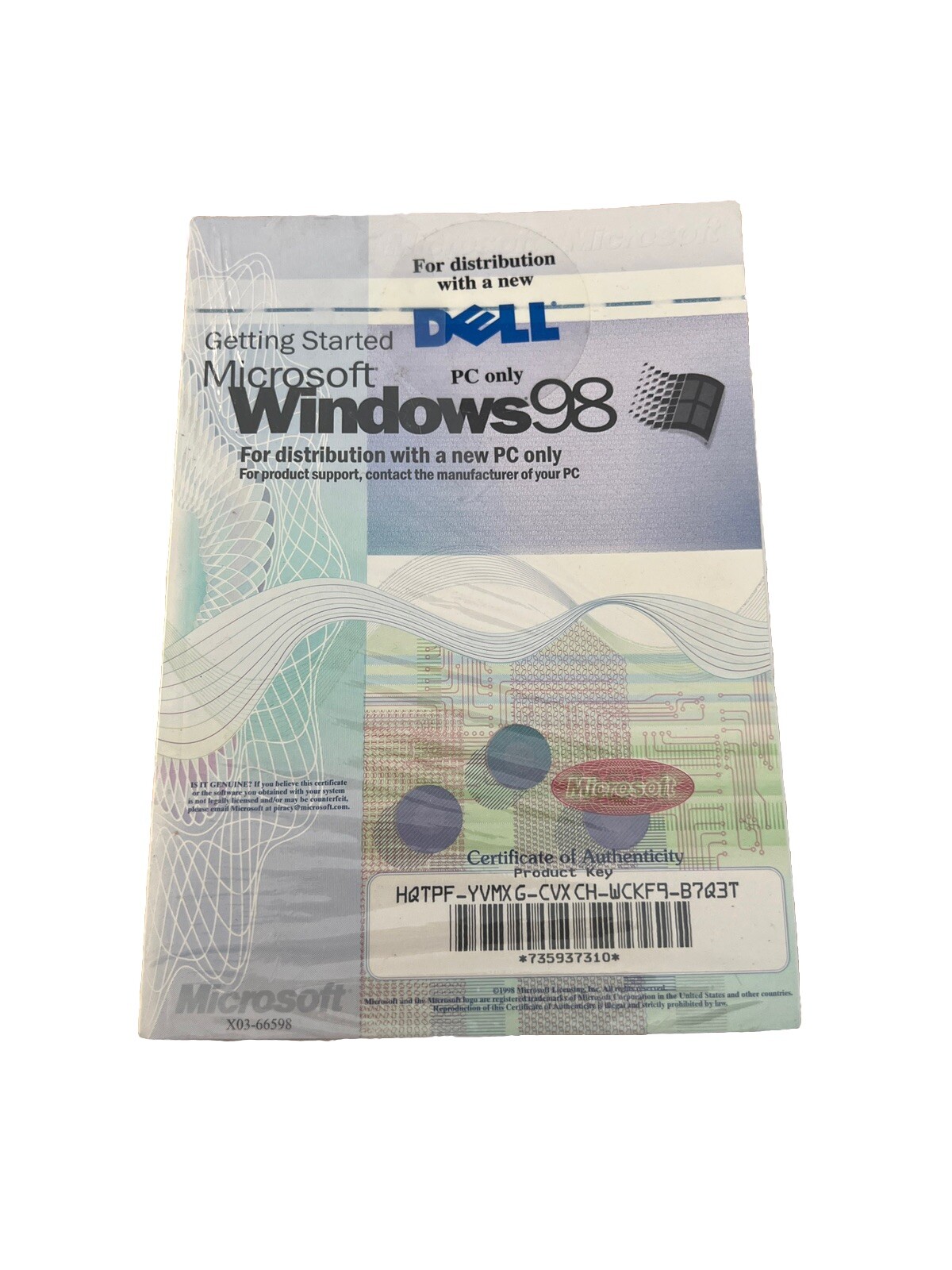 Microsoft Windows 98 With Product Key + Getting Started Book NO DISC