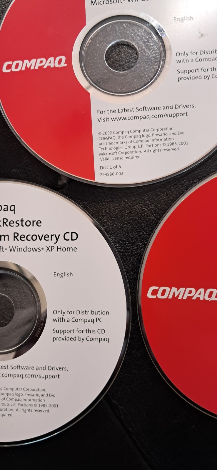 Windows XP Home Compaq QuickRestore System Recovery CD’s 1,4,5