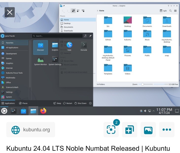 Kubuntu Desktop 26.04 LTS – 32gb USB-A key Canada only Beta Preview