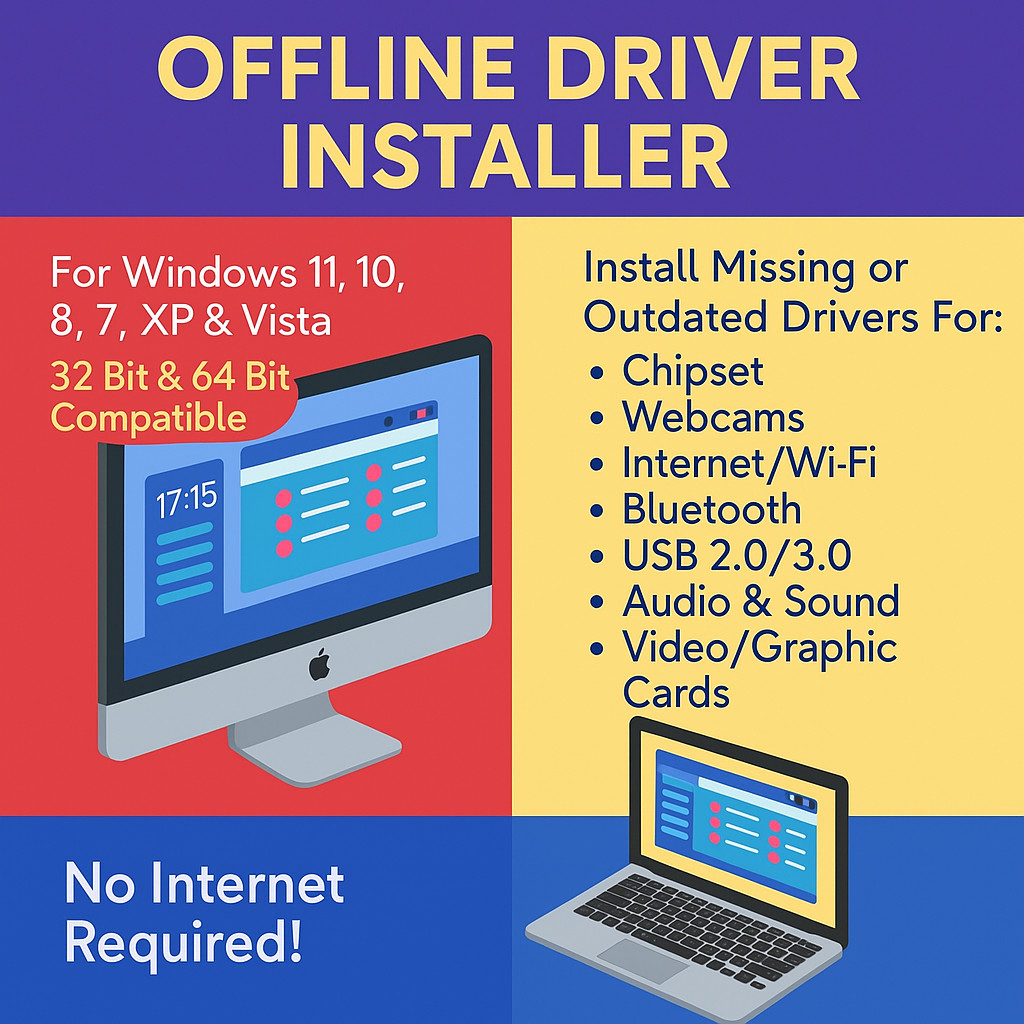 #1 Windows Drivers Automatic Install Kit 11, 10, 8, 7, XP – No Internet Required